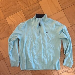 Vineyard Vines Men's Zip Up Sweater in Light Blue
